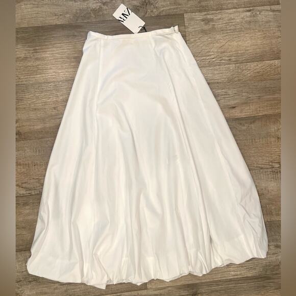 ZARA White Balloon Hem Midi Skirt NWT - Picture 16 of 16